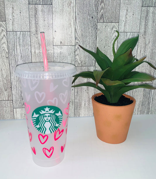 Hearts Starbucks Cold Cup